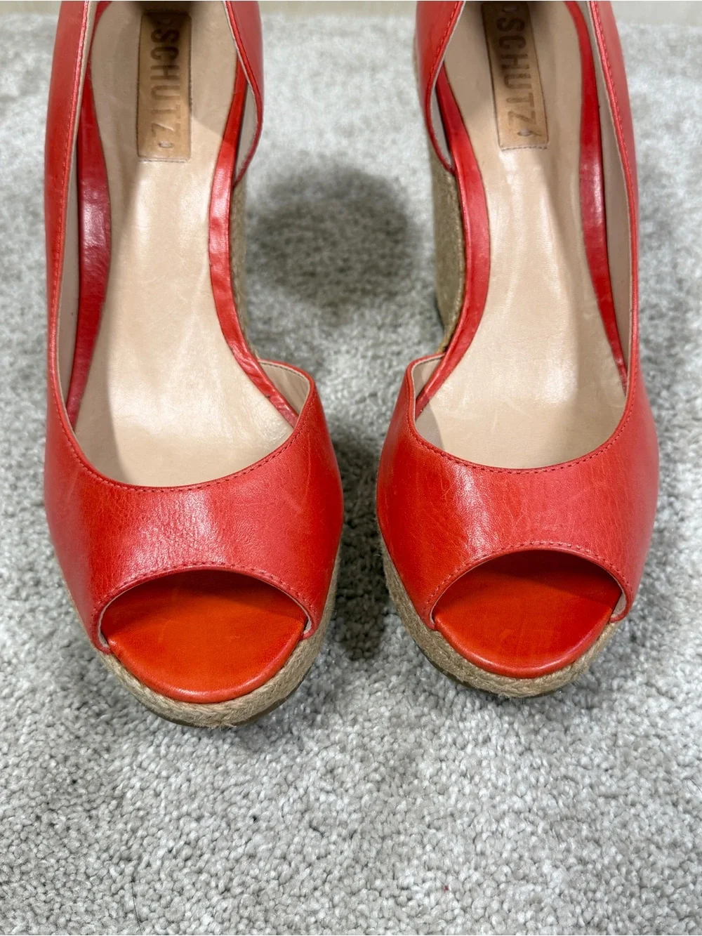Schutz Women’s Wedges Heels Shoes Peep Toe in Orange 9